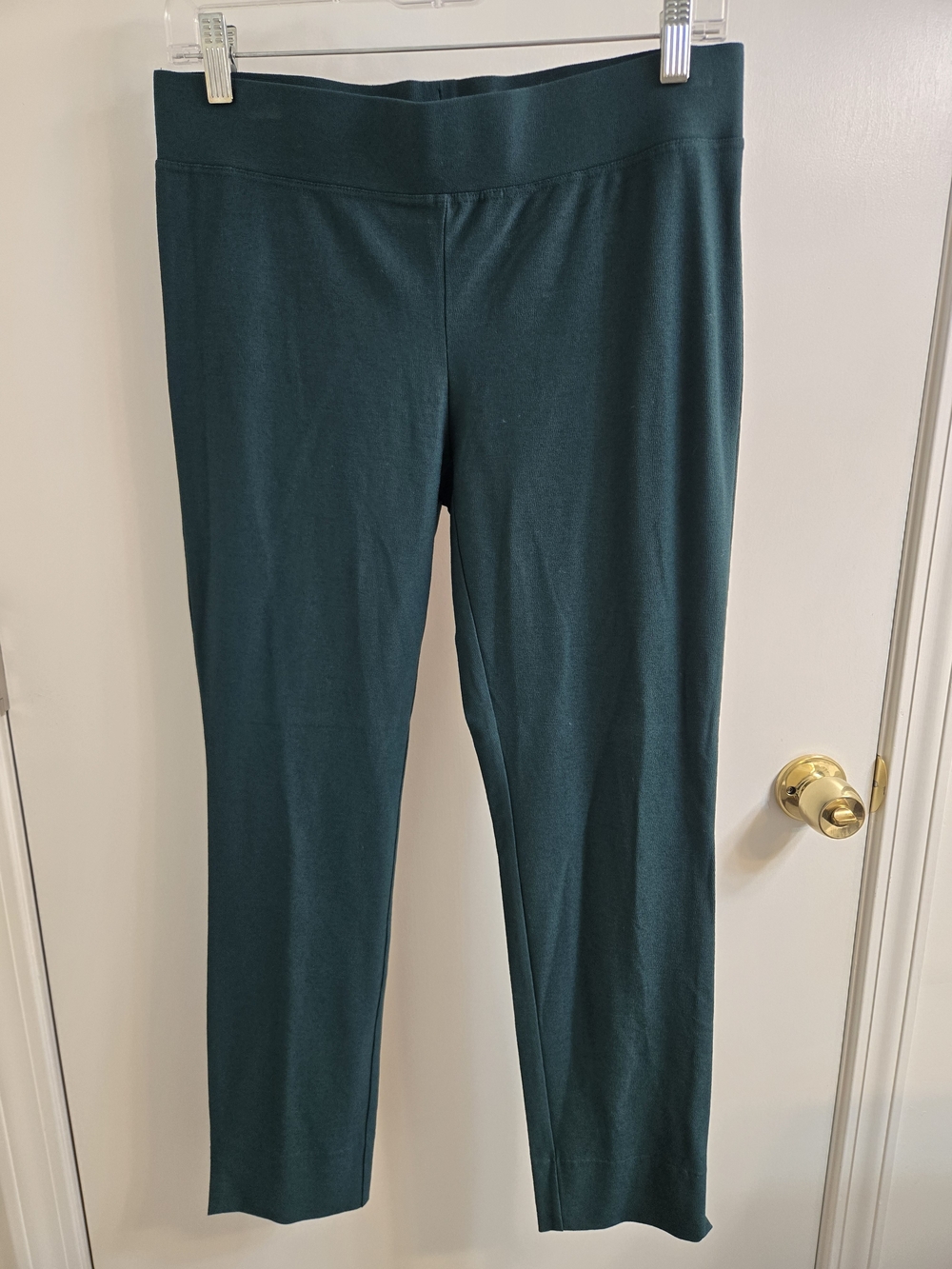 Eileen Fisher Slim Cropped Pants Pull-On Stretch Ponte Pants Pine Color XS NWT